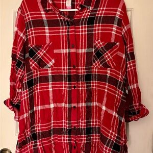 No Boundaries Red and Black Plaid Shirt